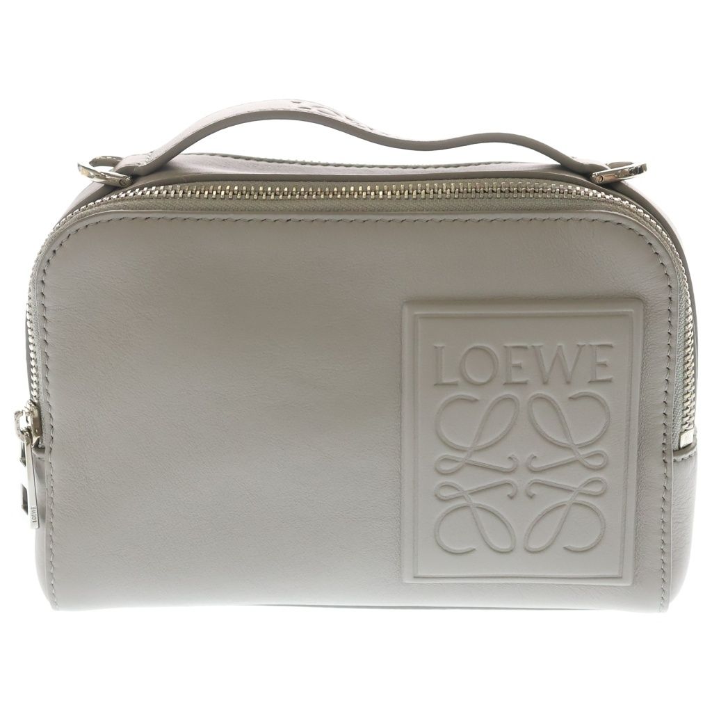 LOEWE (ロエベ) クロスボディカメラバッグミニ 2WAYバッグ ハンドバッグ ショルダーバッグ グレージュ レザー シルバー金具