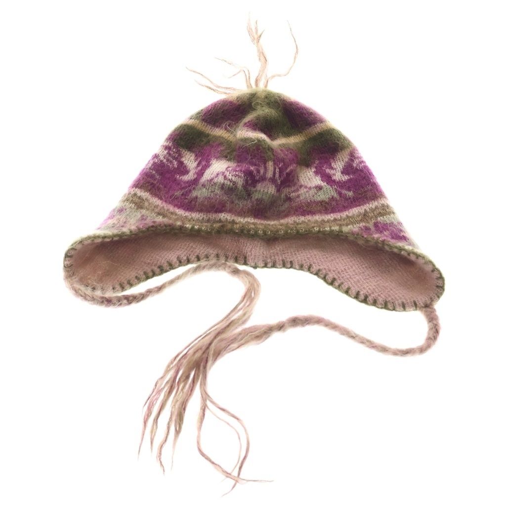 Vivienne Westwood (ヴィヴィアンウエストウッド) Pink Knitted Earmuff Hat フリンジ イヤーマフ ニット帽 マルチ
