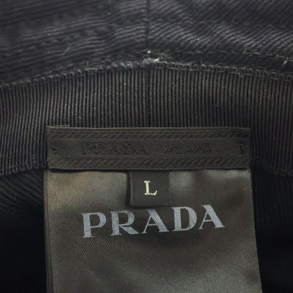 PRADA (プラダ) トライアングルロゴプレート バケットハット コットン