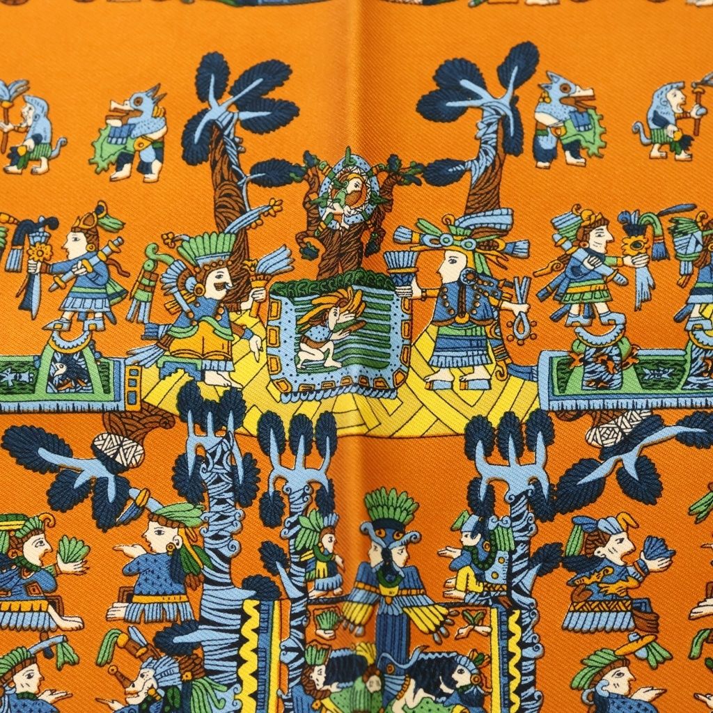 HERMES (エルメス) カレ50 天体と太陽 シルクスカーフ オレンジ - メルカリ