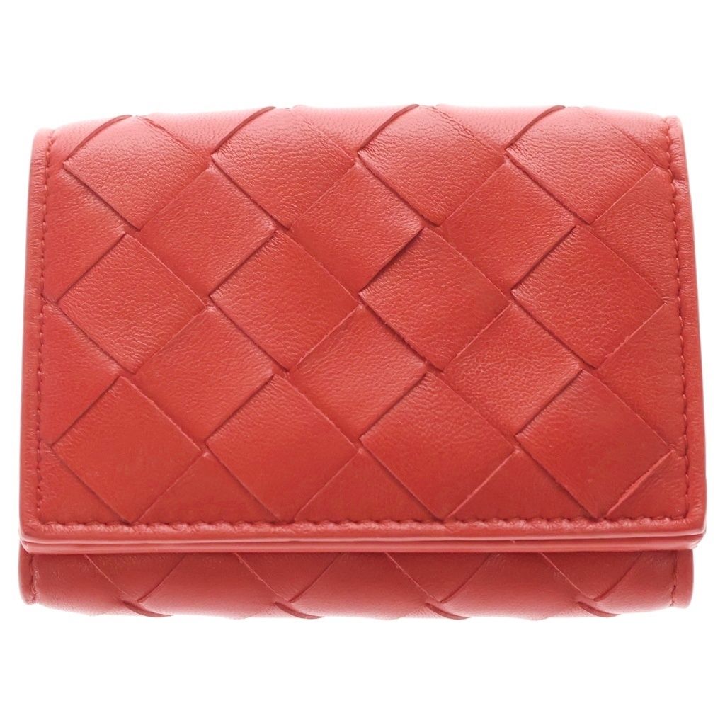 BOTTEGA VENETA (ボッテガヴェネタ) イントレチャート コンパクトウォレット 三つ折り財布 レッド レザー 533451
