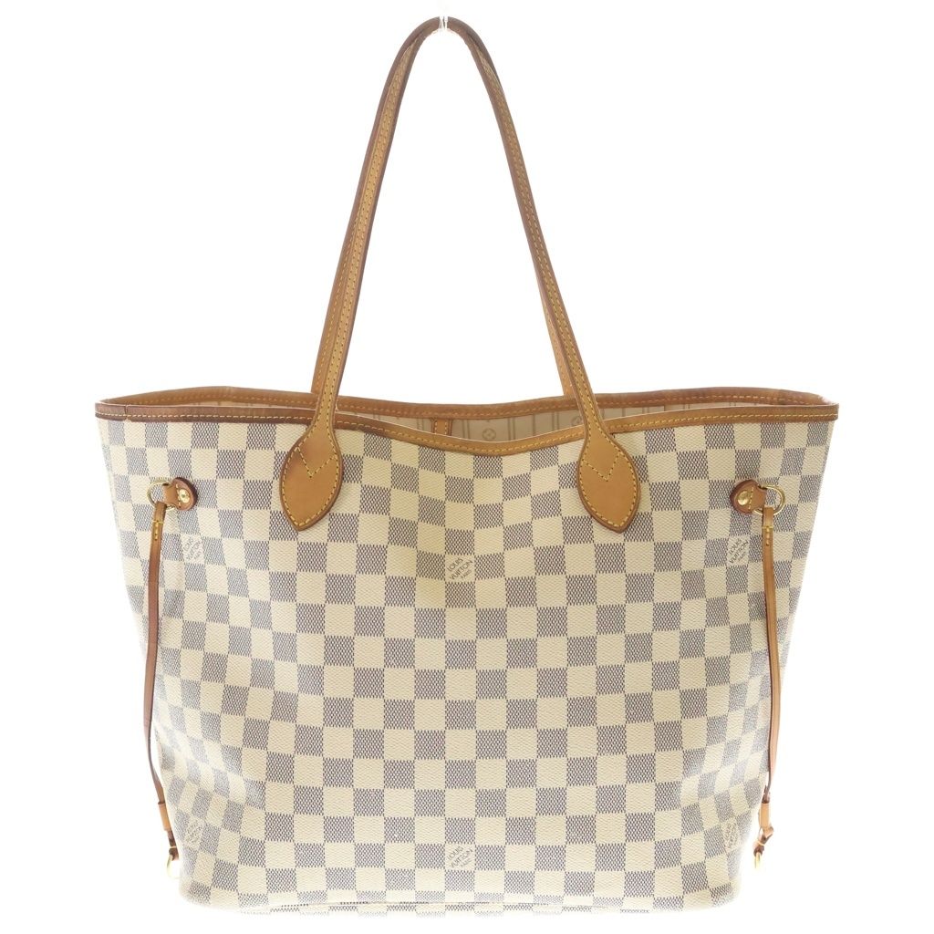 LOUIS VUITTON (ルイヴィトン) ダミエ アズール ネヴァーフルMM ハンドバッグ トートバッグ アイボリー×ブラウン PVCレザー N51107 ゴールド金具