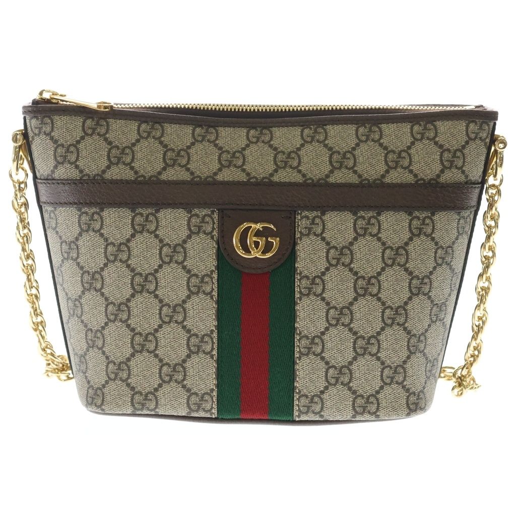 GUCCI (グッチ) オフィディア GGマーモント PVC レザー チェーンショルダーバッグ ゴールド金具 ベージュ 781397