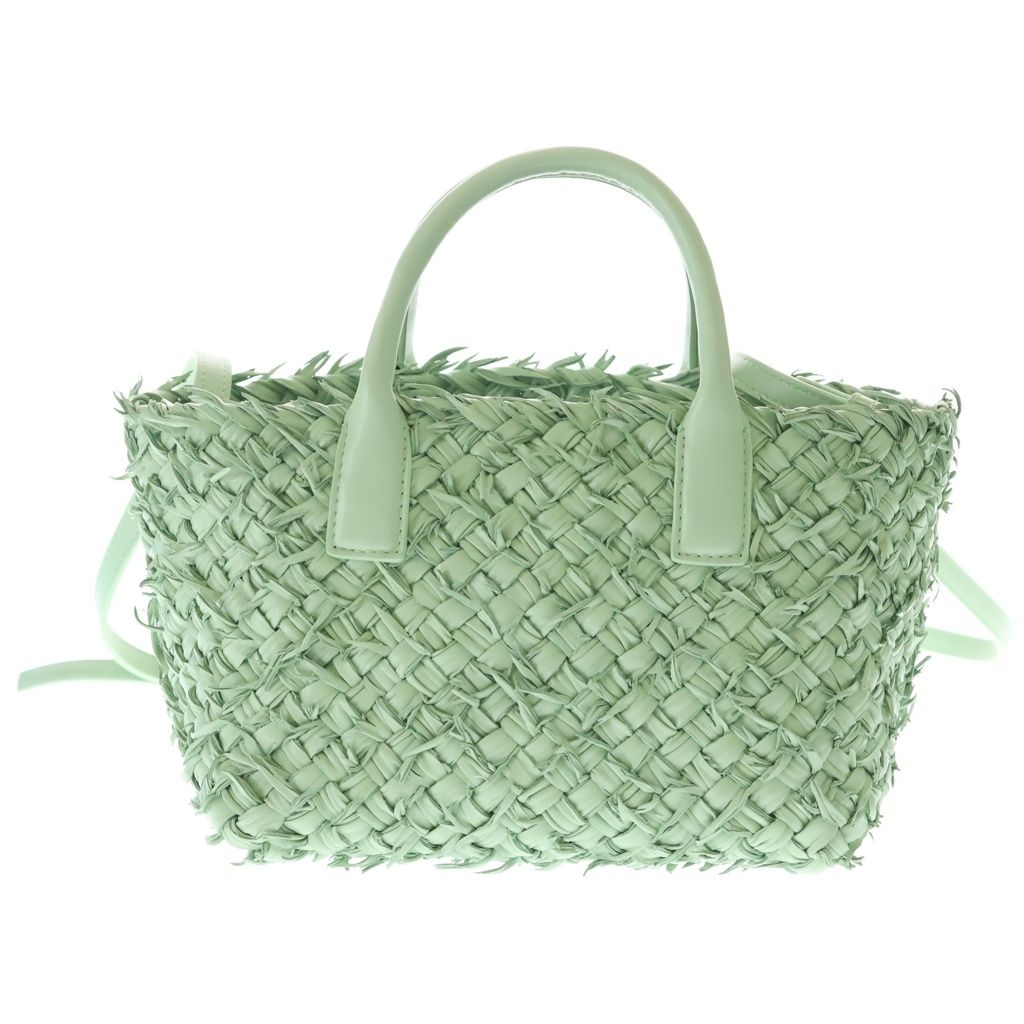 BOTTEGA VENETA (ボッテガヴェネタ) イントレチャート ミニ カバ レザー 2WAY ハンド ショルダーバッグ ゴールド金具 ライトグリーン