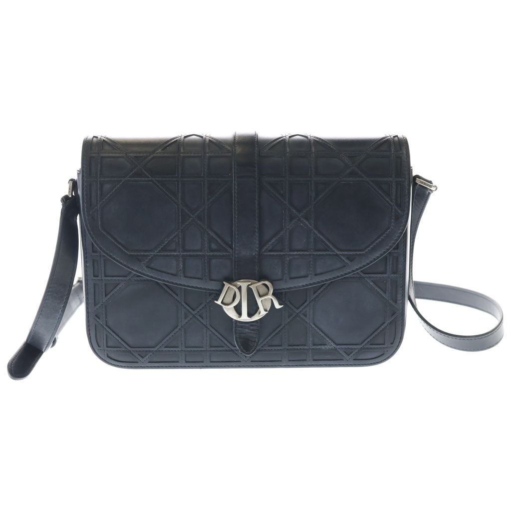 DIOR (ディオール) カナージュ コスモ ミディアム ショルダーバッグ ミニバッグ ブラック レザー シルバー金具
