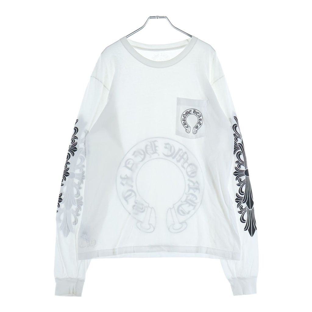 Chrome Hearts ホースシュー袖フローラルプリント　長袖Tシャツ　XL CHROME HEARTS (クロムハーツ) CH L/S T-SHIRT バックホースシュー