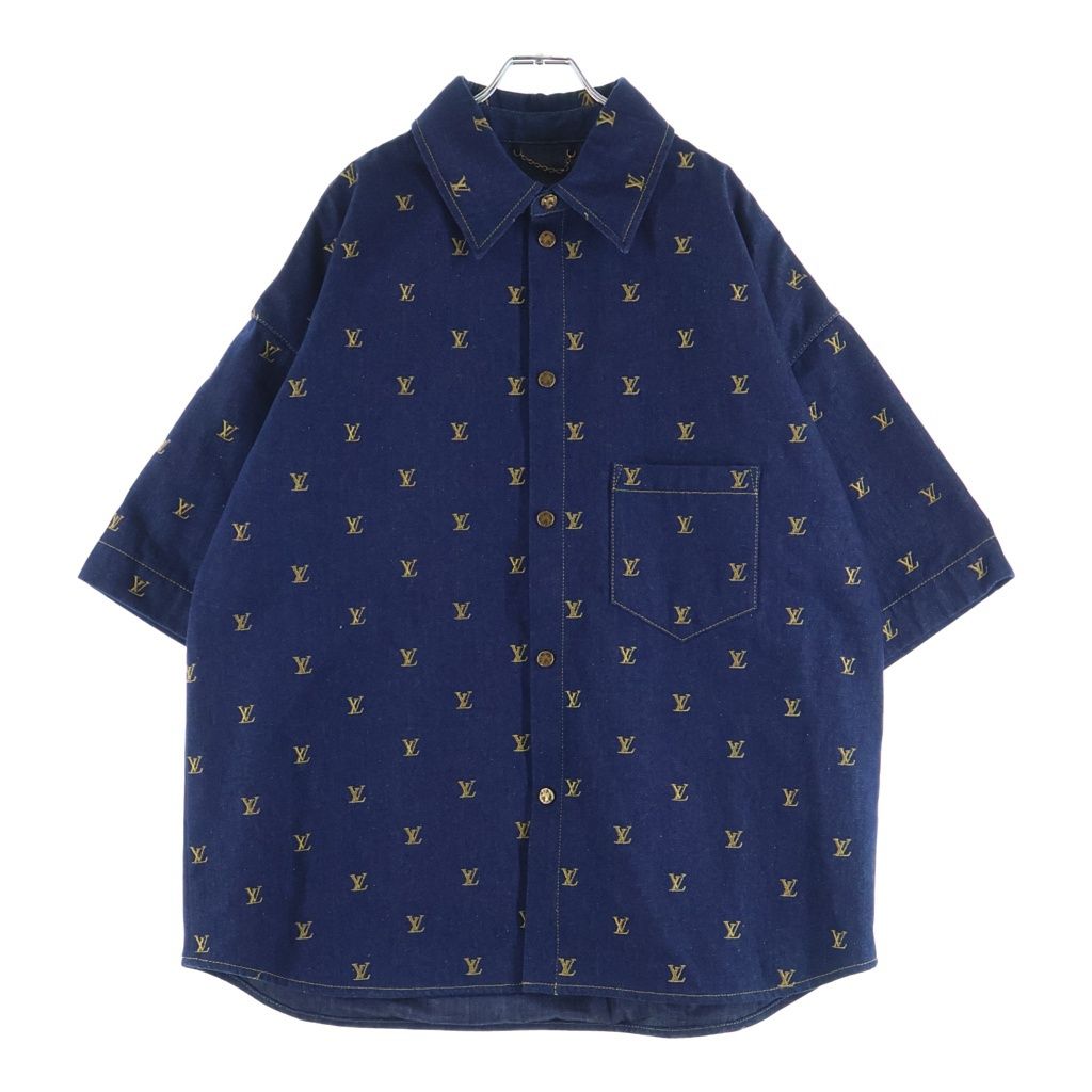 LOUIS VUITTON (ルイヴィトン) 24SS EMBORIDARY SIGNATURE S/S DENIM SHIRT エンブロイダードシグネチャー 半袖デニムシャツ インディゴ RM241 JX1 HQS90W