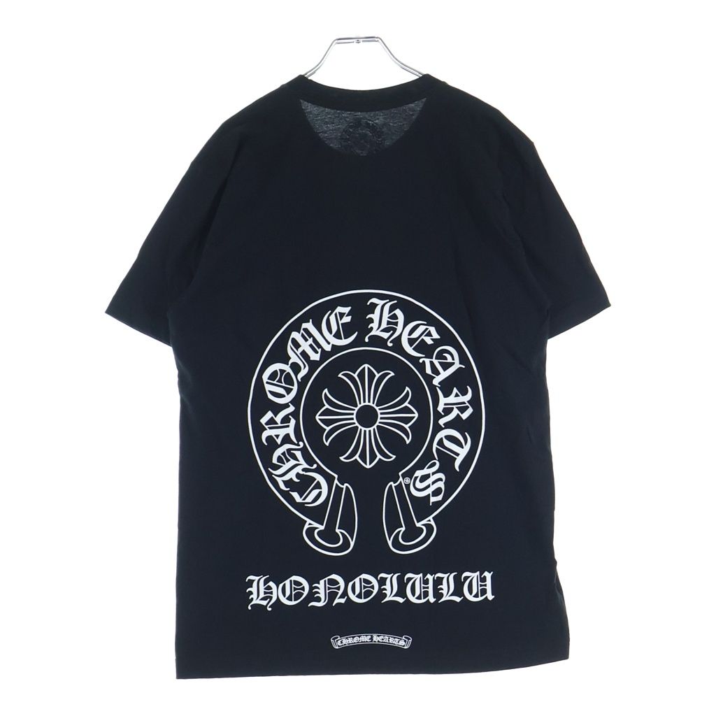 CHROME HEARTS (クロムハーツ) Honolulu Horseshoe SS Tee ホノルル限定 バック ホースシュー クルーネック半袖Tシャツカットソー ブラック