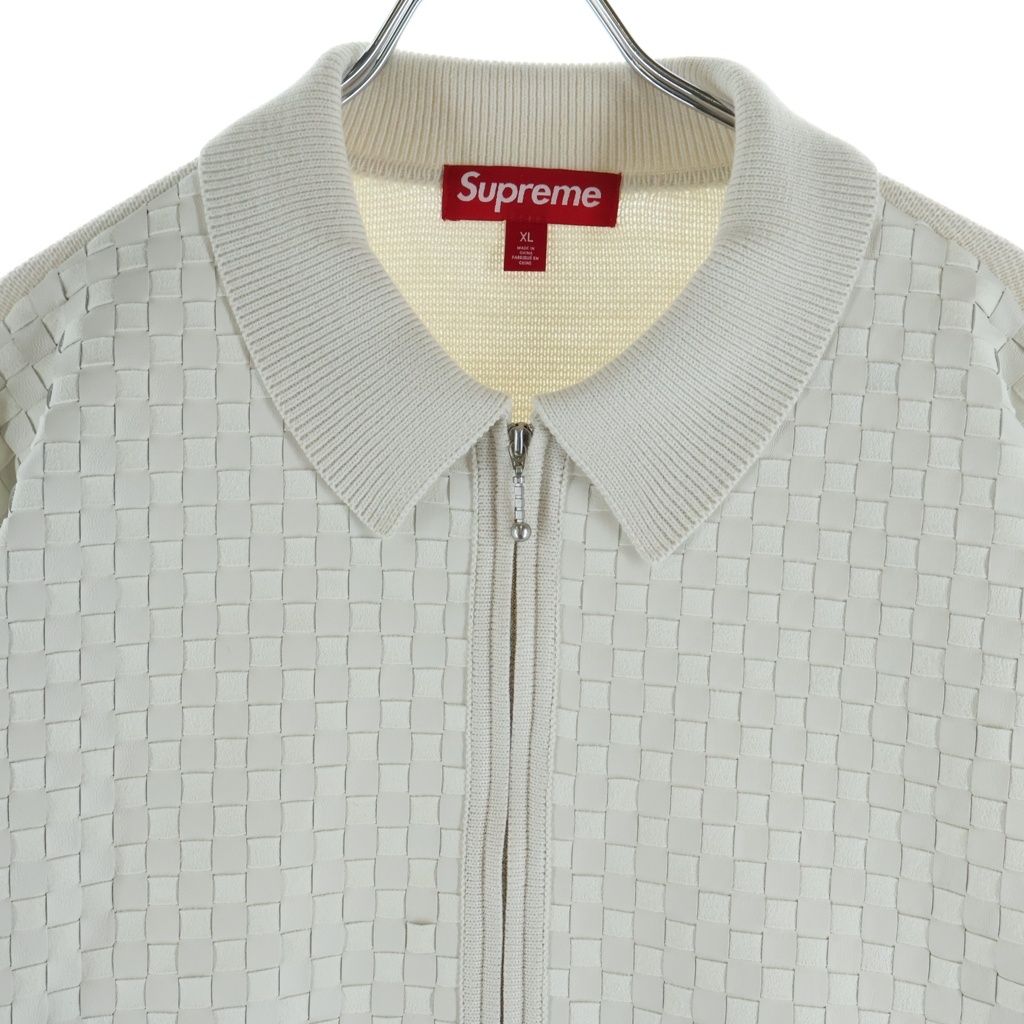Supreme ホワイト カーディガン Lサイズ SUPREME (シュプリーム) 24AW Woven Leather Zip Up Cardigan White