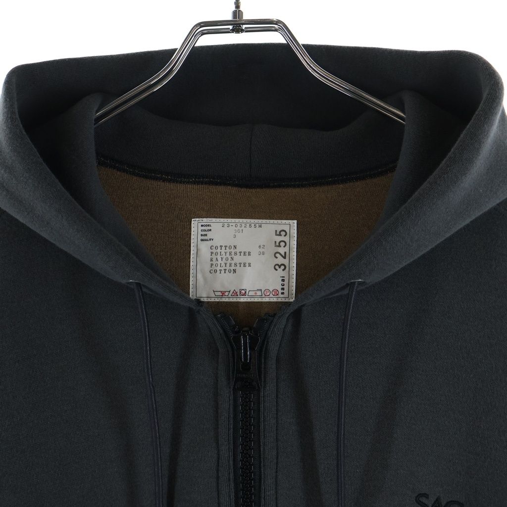Sacai (サカイ) Sponge Sweat Hoodie ロゴ刺繍 ジップアップスポンジ