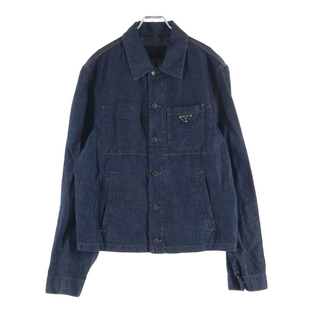 PRADAプラダ　デニムジャケットブルゾンインディゴブルー　Lサイズ　Gジャン PRADA (プラダ) 24SS シャンブレーブルゾンデニムジャケット