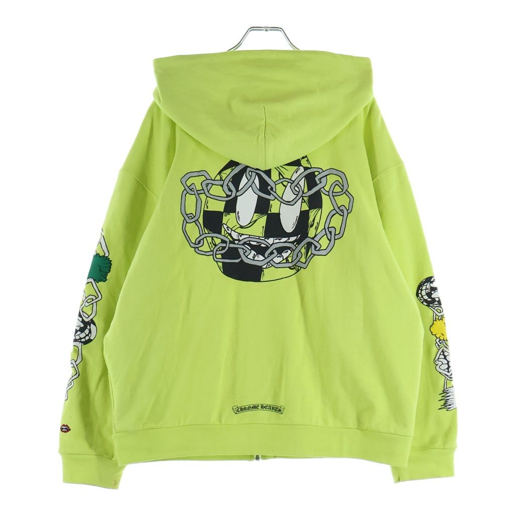 CHROME HEARTS (クロムハーツ) 22AW ×MATTY BOY PPO LINK ZIP UP HOODIE ×マッティボーイ リンク ダガージップアップフーディ パーカー プリント 裏地サーマル ライムグリーン