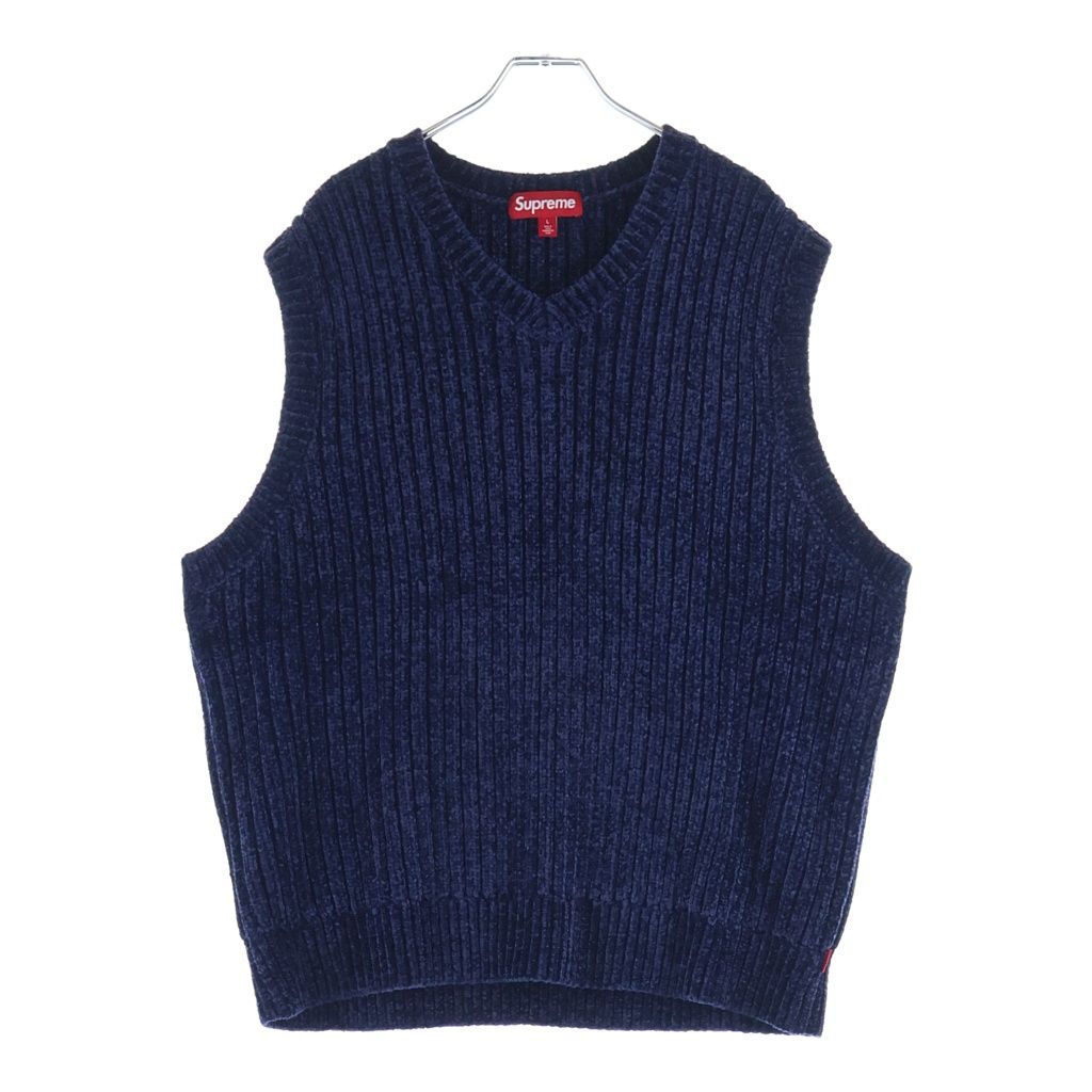 SUPREME (シュプリーム) 24AW Chenille Sweater Vest Navy シェニール