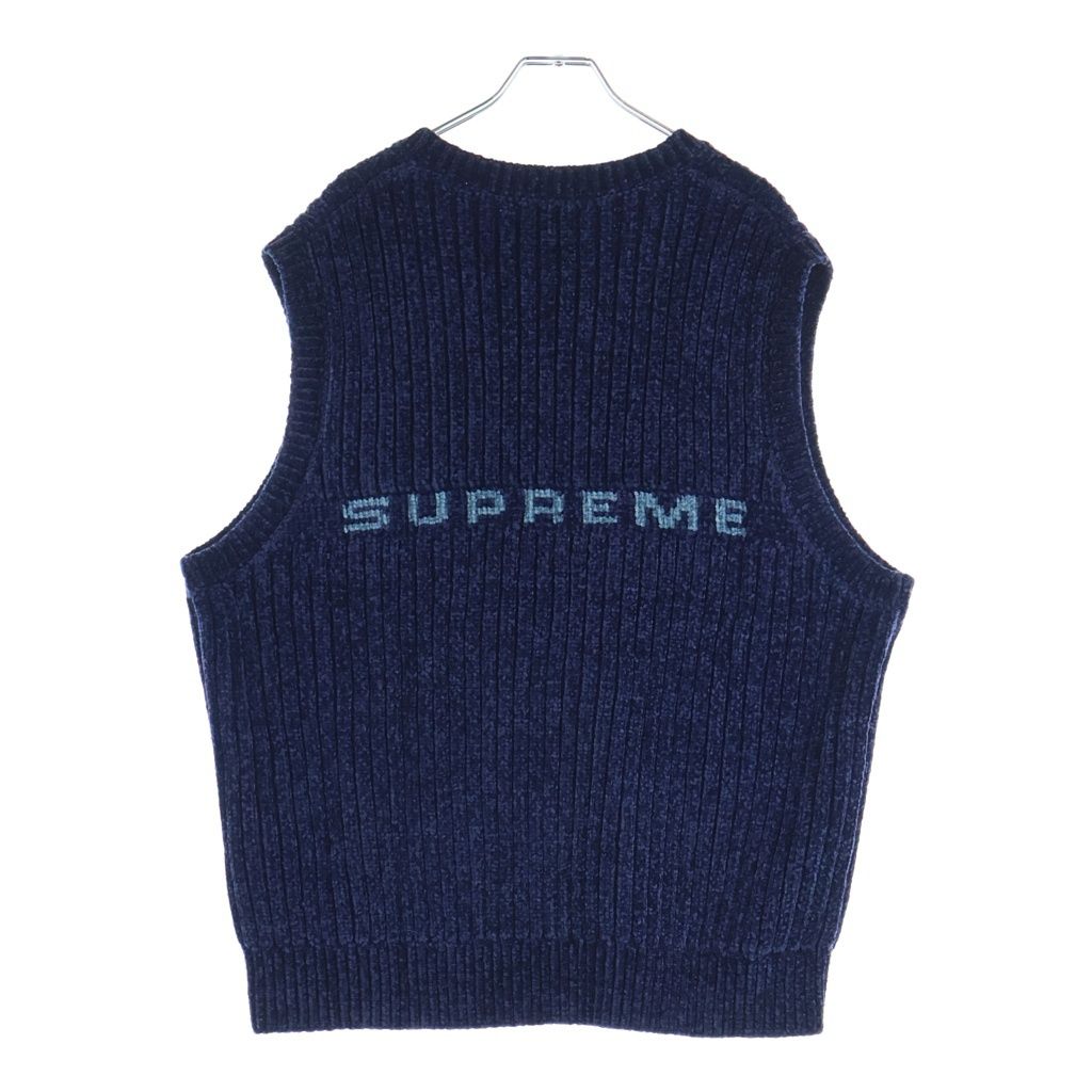 SUPREME (シュプリーム) 24AW Chenille Sweater Vest Navy シェニール