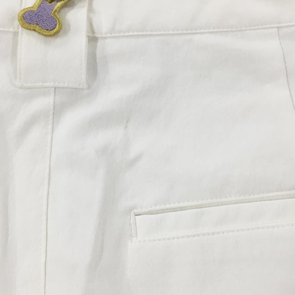 新品】MUスポーツ ショートパンツ 白 プリーツ調 ストレッチ ボーン 