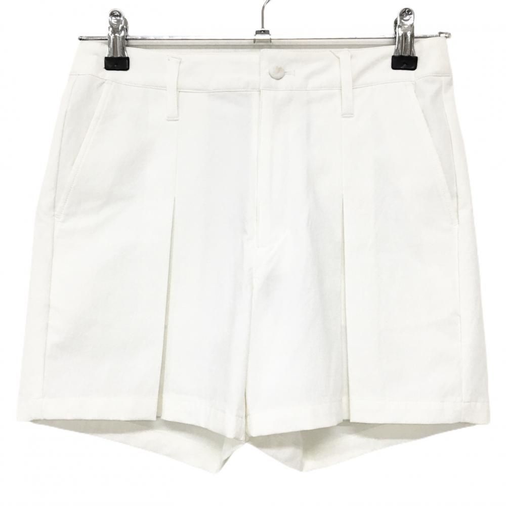 新品】MUスポーツ ショートパンツ 白 プリーツ調 ストレッチ ボーン 