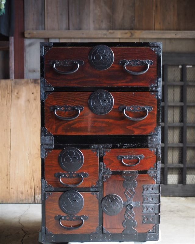 山形県最上地方の隙間箪笥 明治時代リメイク　古録展 送料無料　中古 品番S11134