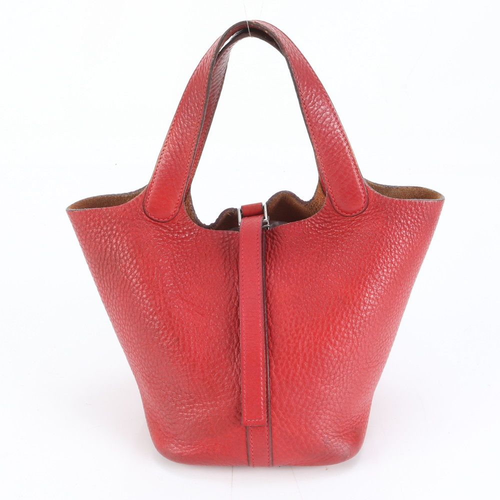 美品 エルメス □M 刻印 ピコタン PM レッド レザー ハンドバッグ トート 本革 レディース ERM DL16-7【中古】