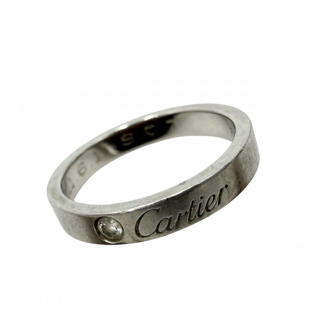 カルティエ 指輪 レディース Cドゥ エングレーブド ジュエリー アクセサリー 1Pダイヤ 49サイズ CARTIER Pt950プラチナ ダイヤモンド 約9号 約4.8g【中古品】