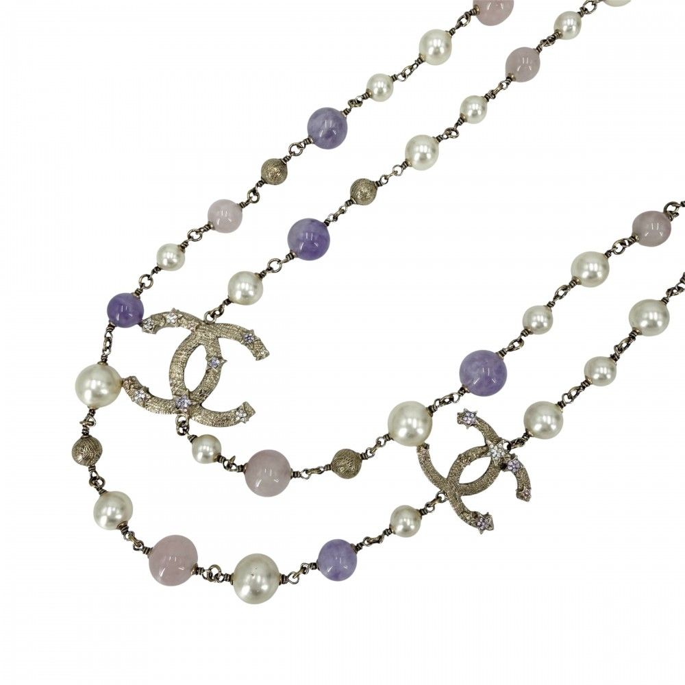 シャネル ネックレス レディース 星 ココマーク ロングネックレス アクセサリー スター CHANEL GP フェイクパール ラインストーン B12P ゴールド マルチカラー 約115.0g 2012年【中古品】