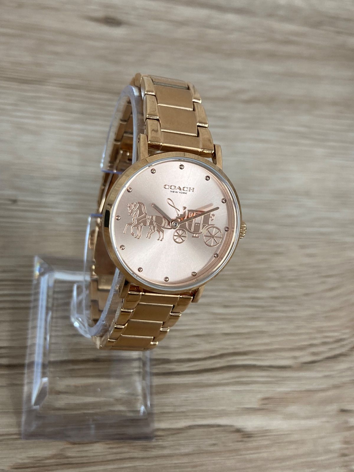稼働品 COACH コーチ 腕時計 ピンクゴールド ペリー 馬車 クオーツ 