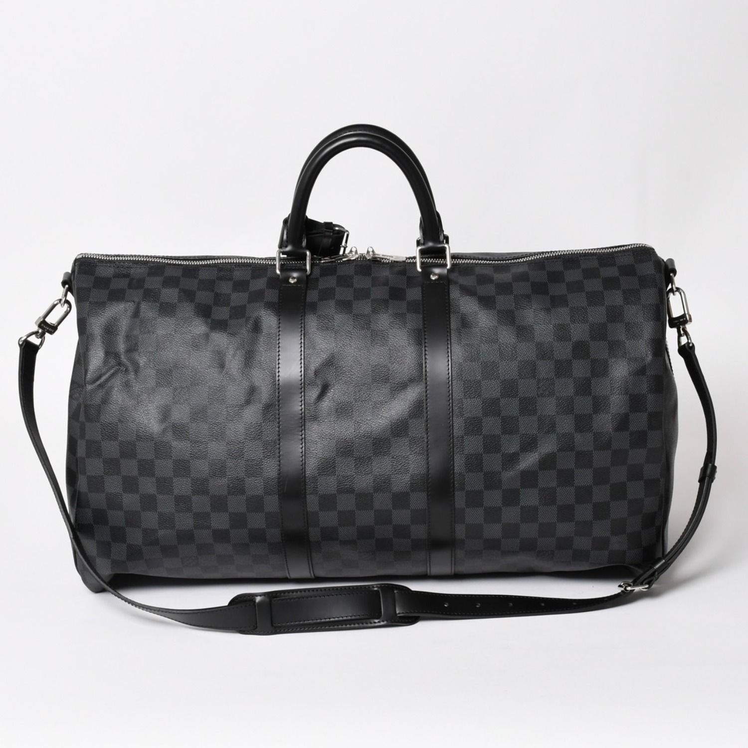 極美品 ルイヴィトン LOUIS VUITTON キーポル バンドリエール 55 ボストンバッグ ダミエ グラフィット ブラック N41413 中古 4a004350