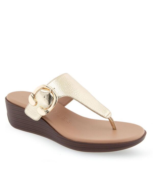 エアロソールズ レディース シューズ サンダル Aerosoles Womens Izola Wedge Sandals Eggnog Polyurethane Leather