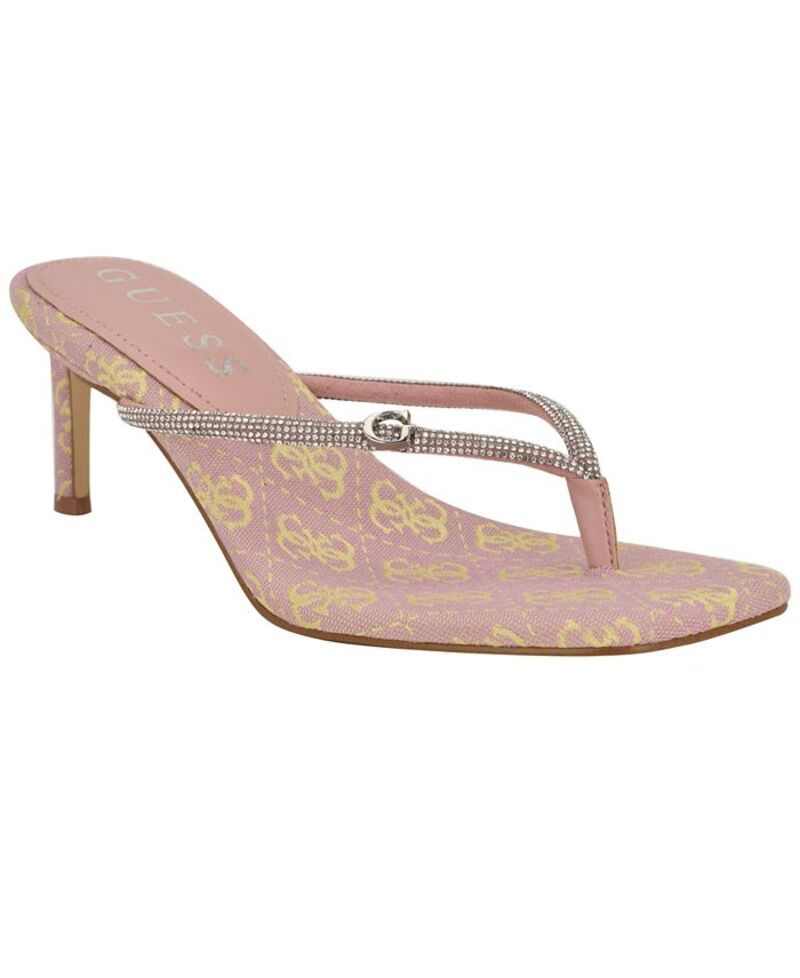 ゲス レディース シューズ サンダル ヒール GUESS Womens Mayan Rhinestone Thong Kitten Heel Sandals Light Pink ピンク