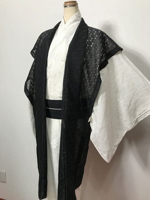 新品 陣羽織 男物 綿 黒レース夏陣羽織【福服特製】