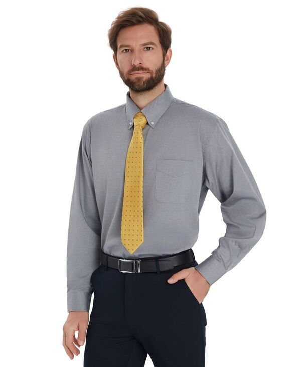 クラブルーム メンズ トップス シャツ Club Roomens Pinpoint Button Front Solidresshirt Gray グレー