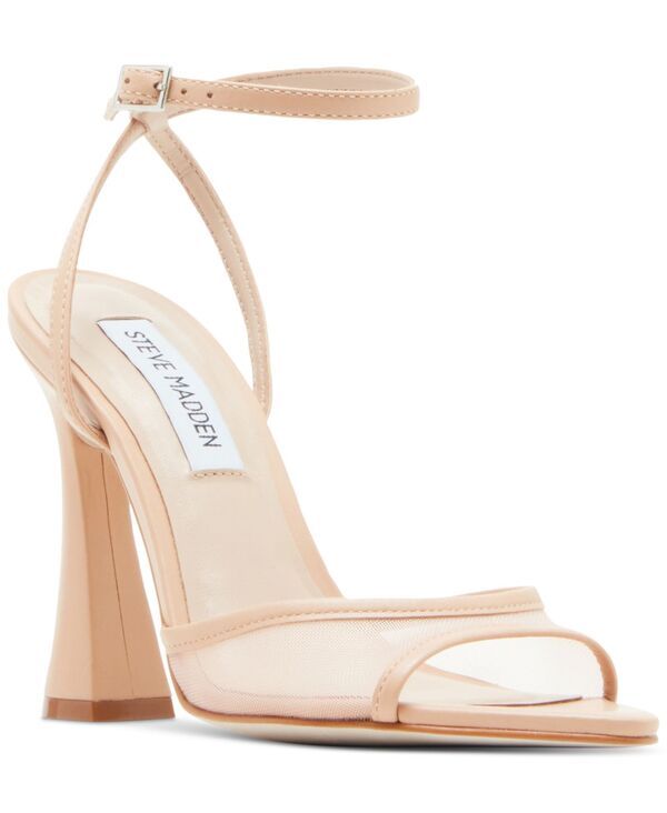 スティーブ マデン レディース シューズ サンダル ヒール Steve Madden Womens Beki TwoPiece FlareHeel Sandals Natural Mesh