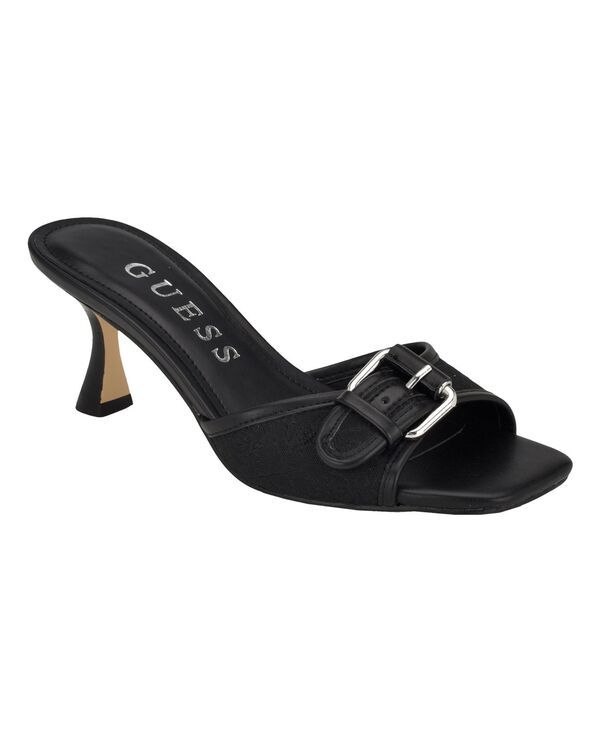 ゲス レディース シューズ サンダル ヒール GUESS Womens Dista Mid Heel Open Toe Buckle Sandals Black ブラック
