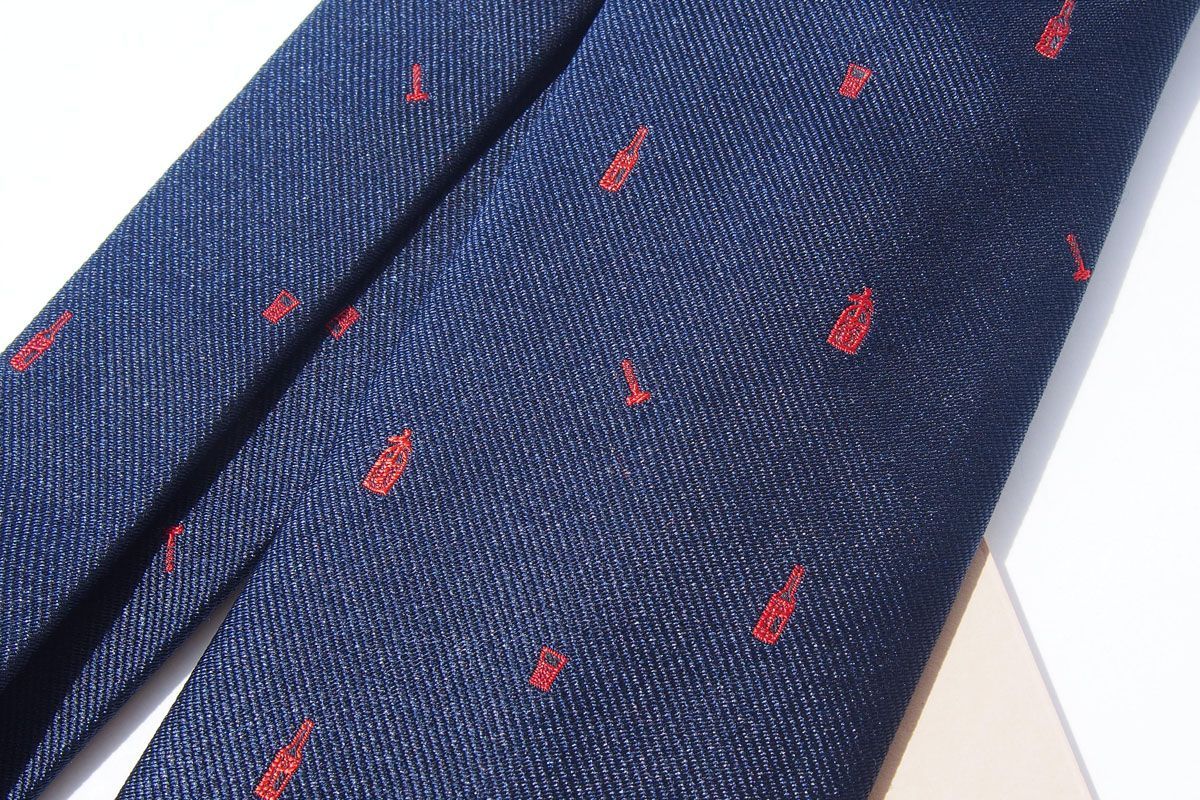 ドレイクス Drake's 新品 小紋柄シルクネクタイ ネイビー シルク
