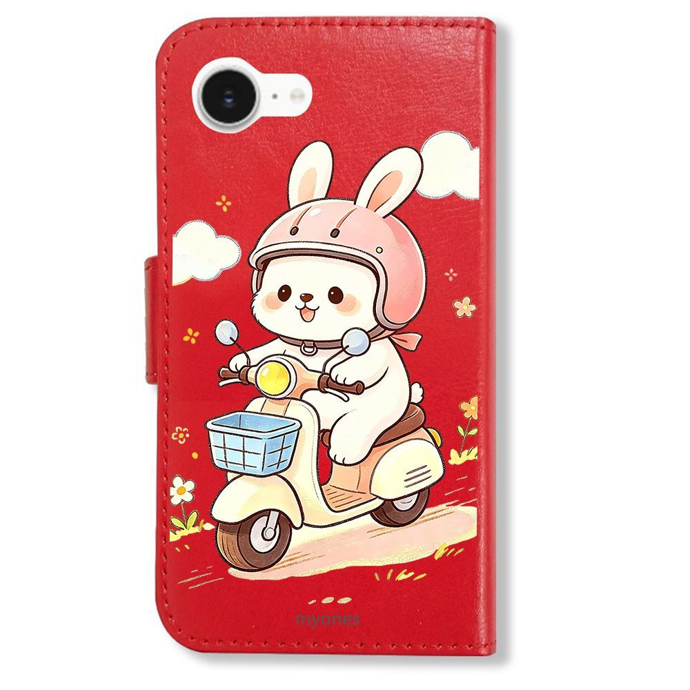 新品未使用】 SC-02L 手帳型スマホ ケース (色：レッド×バイクうさぎ