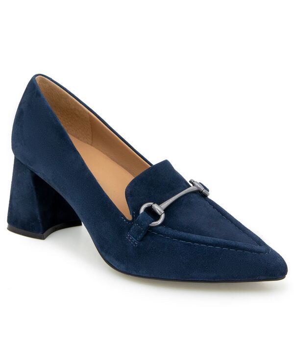 ジェントルソウルズ レディース シューズ パンプス ローファー ヒール Gentle Souls Womens Dionne Pointed Toe Heeled Loafers Navy Suede