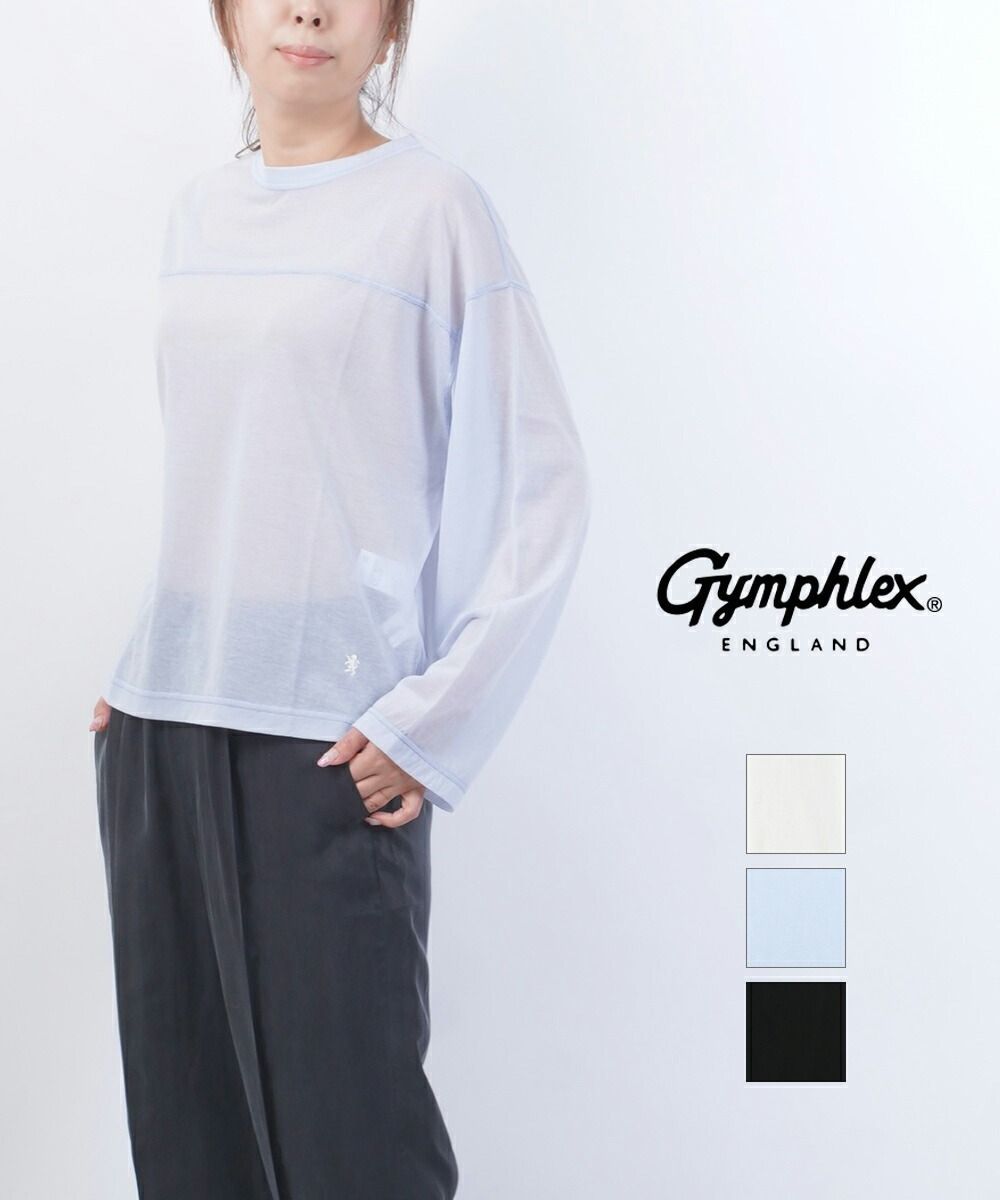 【30%OFF】ジムフレックス Gymphlex カットソー Tシャツ トップス ロンT 長袖 クルーネック シースルー グリフィン刺繍 重ね着 シンプル カジュアル ・GY-C0322HIT-0322401(レディース)(JP)