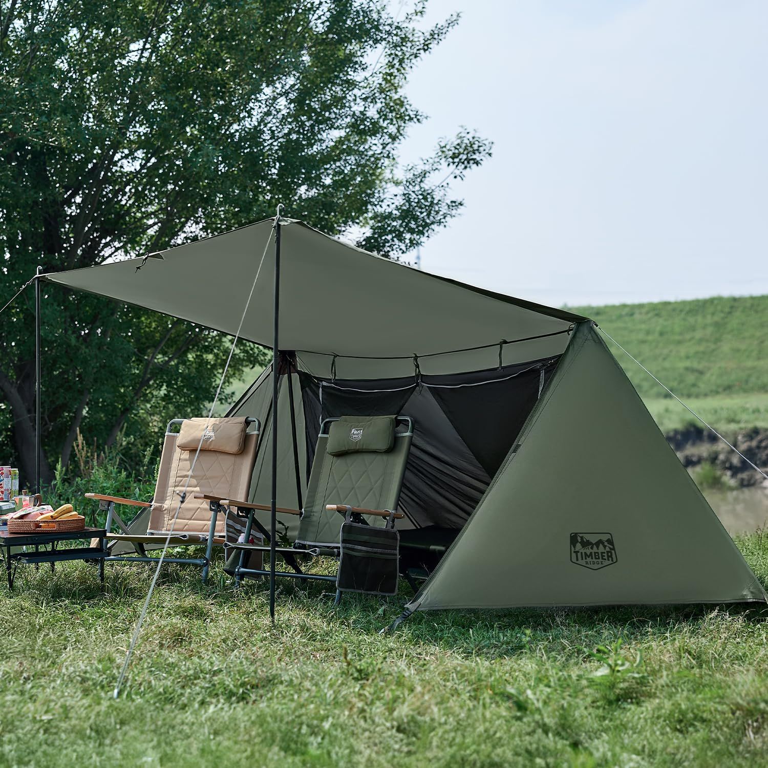 TIMBER RIDGE ソロテント パップテント 1人用 軍幕テント 軽量 約4kg