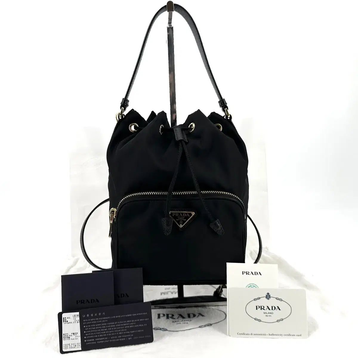 百貨店購入 PRADA リナイロン ポコノ バケットバッグ クロスバッグ 1BH038