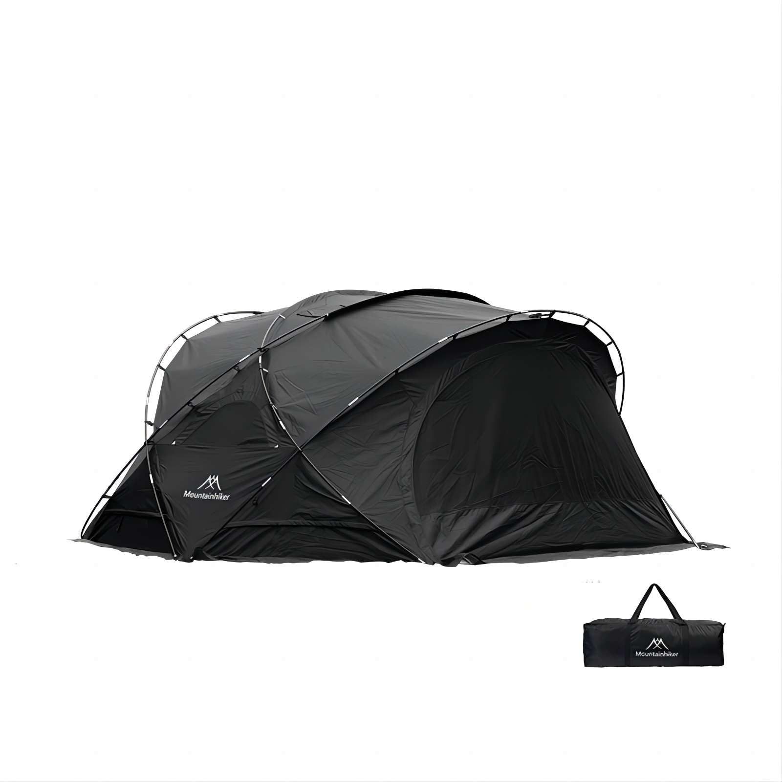Mountainhiker シェルターテント 屋外防水ドームテント 風雨に強い オールシーズン対応 シルバーコーティング 耐水圧3000mm Upf50+ 煙突穴付き 2ドア2窓 ファミリーアウトドアキャンプに最適 テント4人用、キャンプテント収納袋を含む