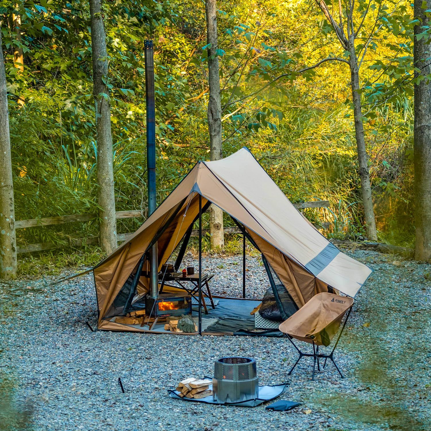 POMOLY ロッジ型テント CHALET 70 Max キャンプテント2-4人用 小屋型