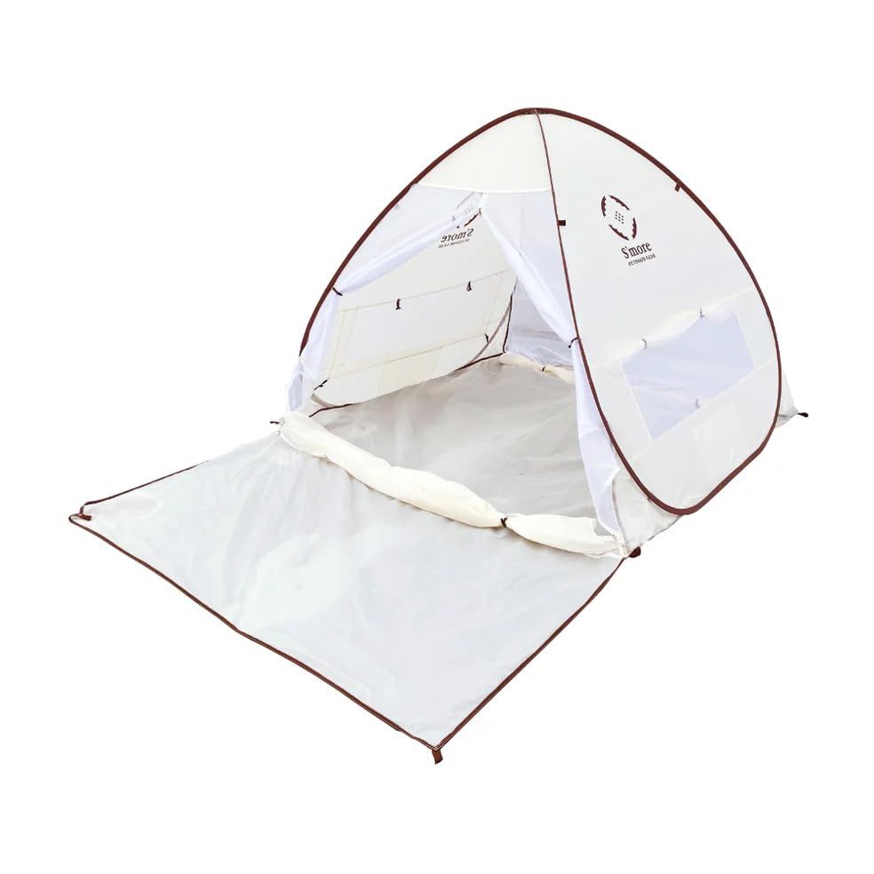 S'more(スモア) Colline コリーヌ ワンタッチ ワンタッチテント ポップアップテント フルクローズ UVカット UPF30+ ビーチテント 軽量 (マシュマロ(UPF50+))