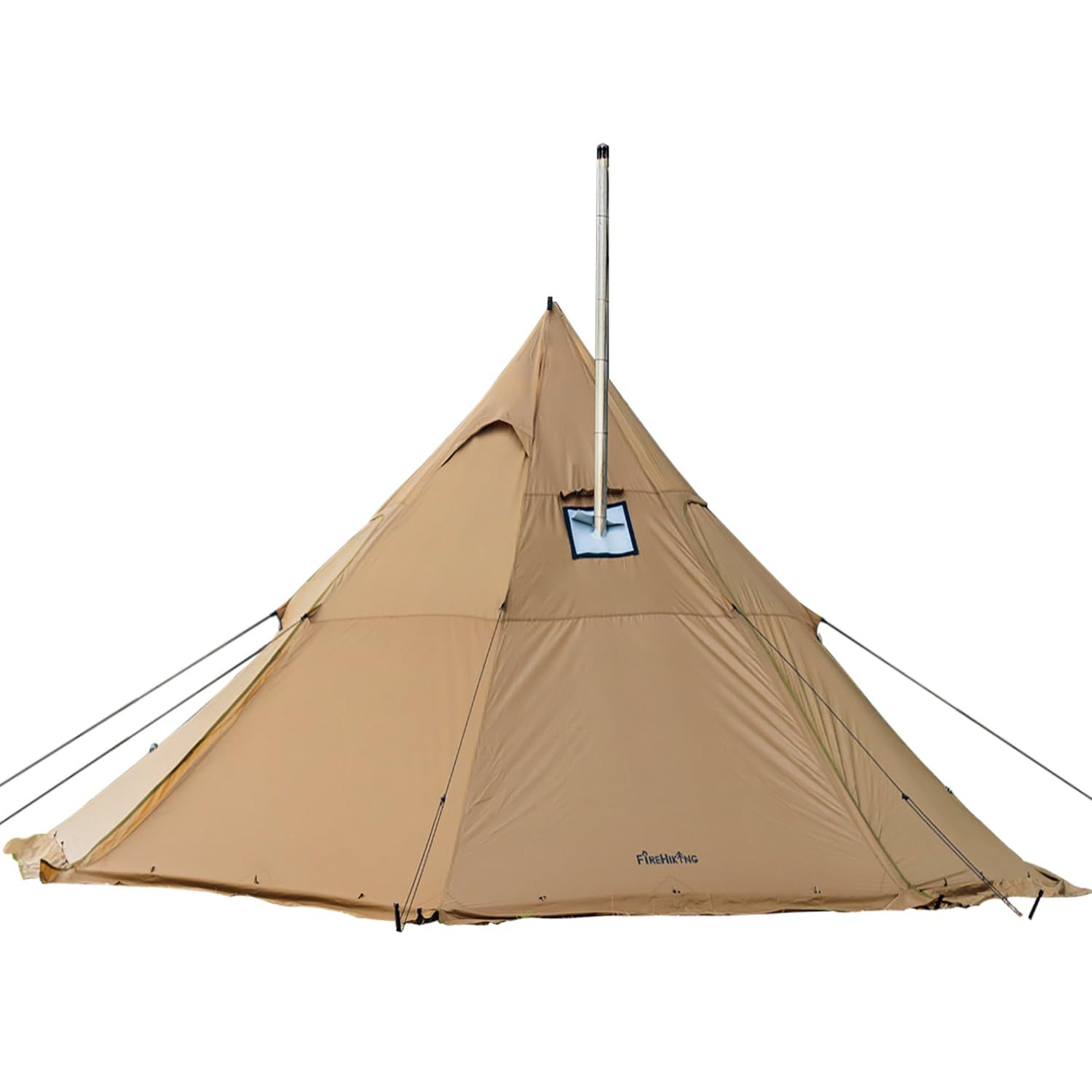FireHiking LEVA Plusワンポールテント 4人用 通気性 耐水圧3000mm ティピーテント 大型テント 簡単設営 煙突穴付き ４季適用 ホットテント 薪ストーブOK 家族キャンプ 6人用 コンパクト キャンプテント アウトドア