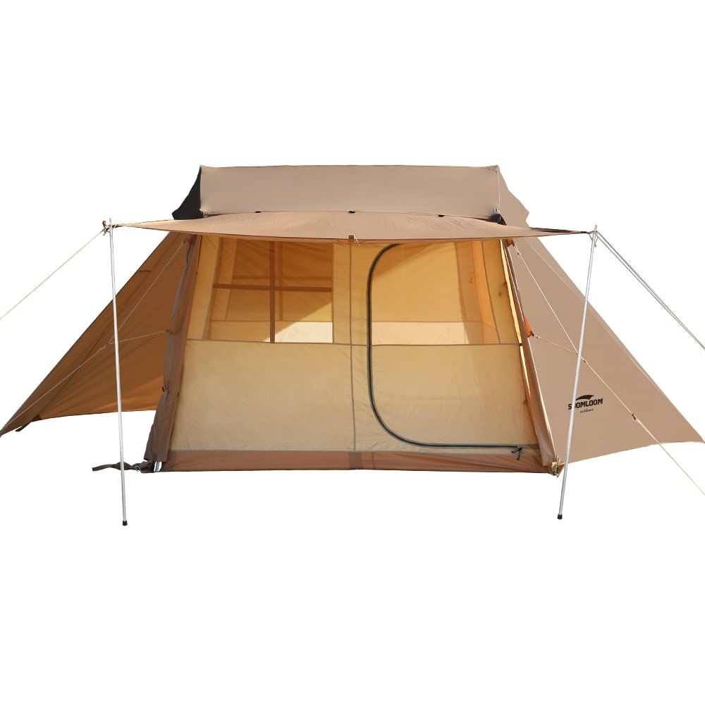 Soomloom 3-4人用テントTiny-Town タープスペース/インナー付き 日除け 快適さ 防風/防雨/UVカット/通気 家庭/カップルキャンプ/アウトドア