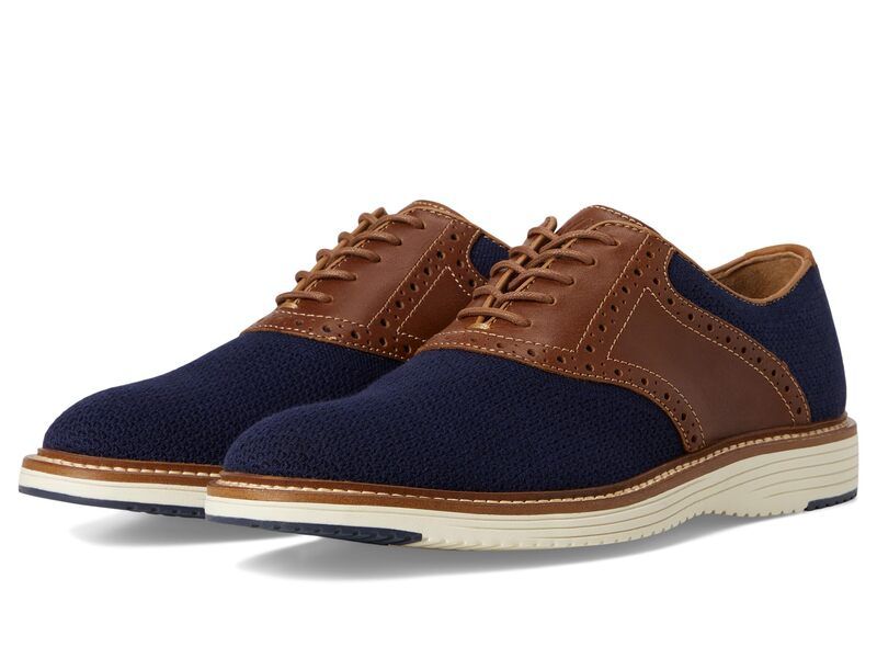 ジョンストンアンドマーフィー メンズ シューズ オックスフォード ニット Johnston Murphy Upton Knit Saddle Navy KnitTan F ネイビー