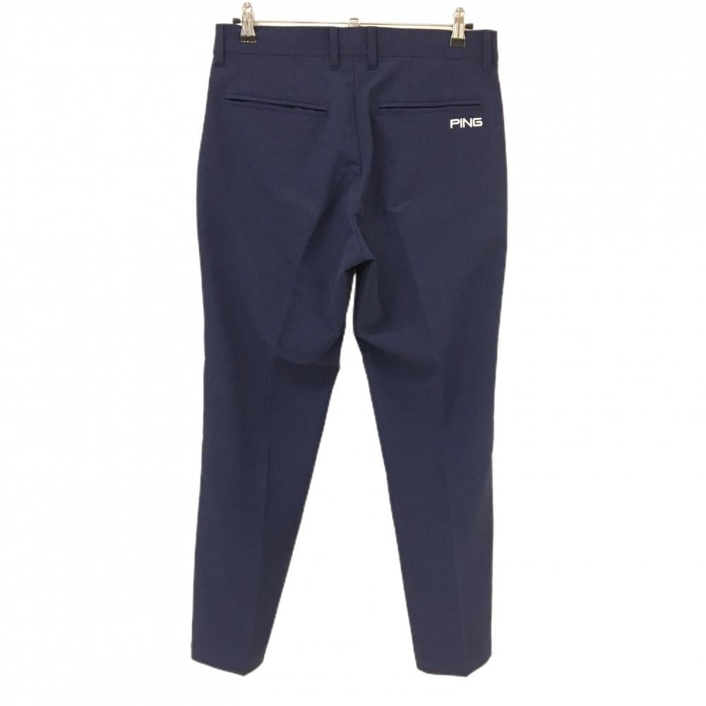 超美品】ピン パンツ ネイビー×白 ロゴ刺しゅう ストレッチ メンズ M