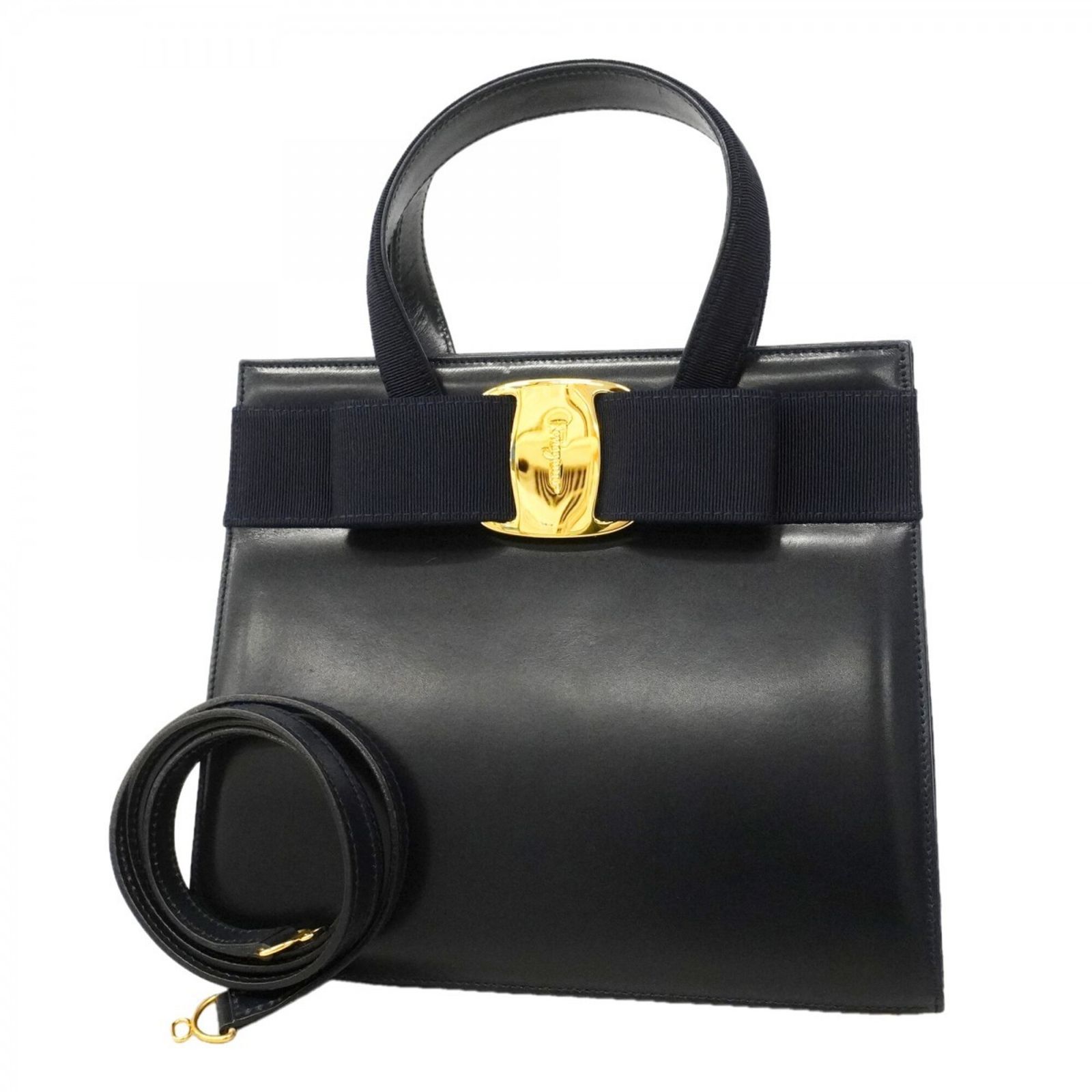 サルヴァトーレ・フェラガモ(Salvatore Ferragamo) サルヴァトーレフェラガモ ハンドバッグ ヴァラ レザー ネイビー 2wayバッグレディース
