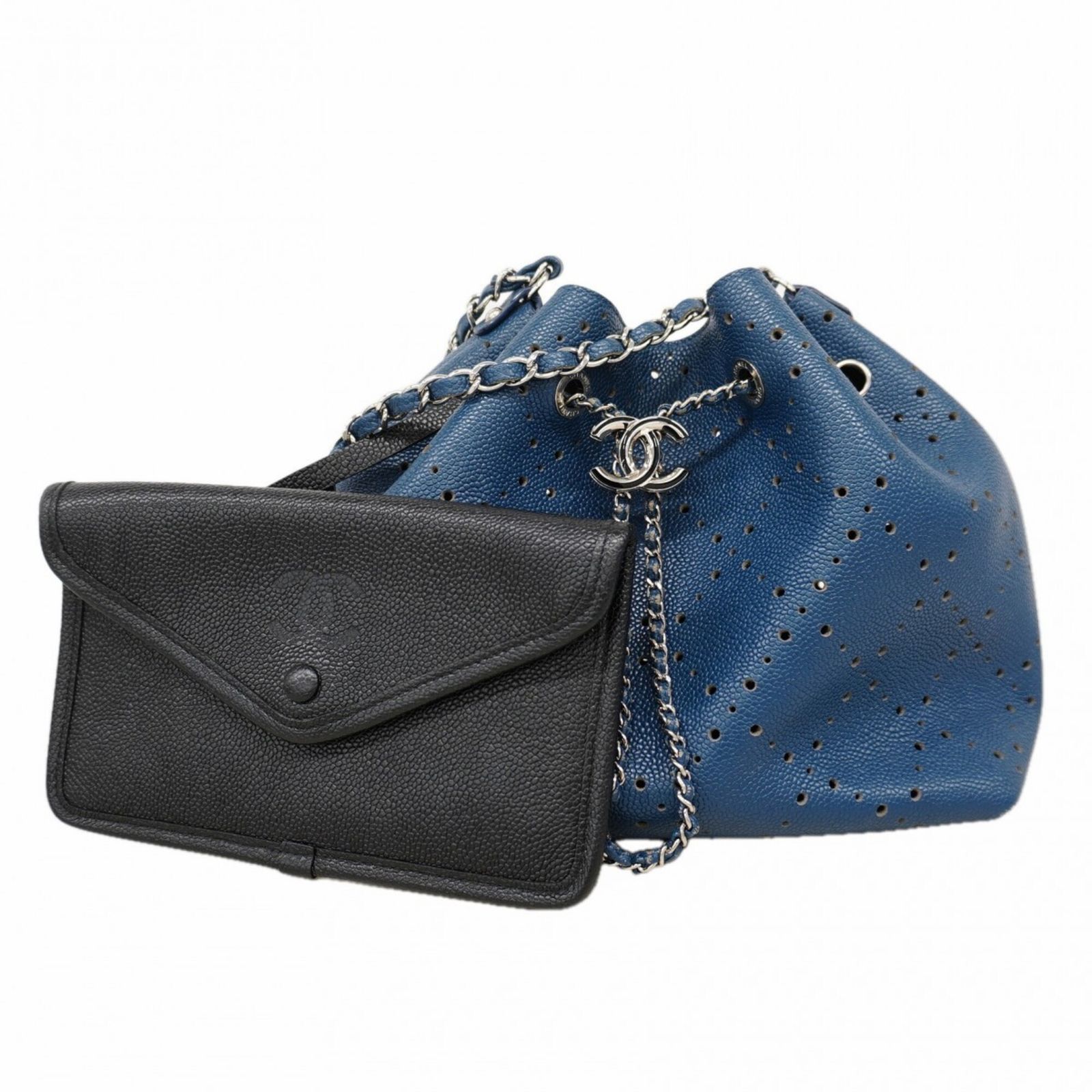 シャネル(Chanel) シャネル ショルダーバッグ チェーンショルダー キャビアスキン ブルー レディース
