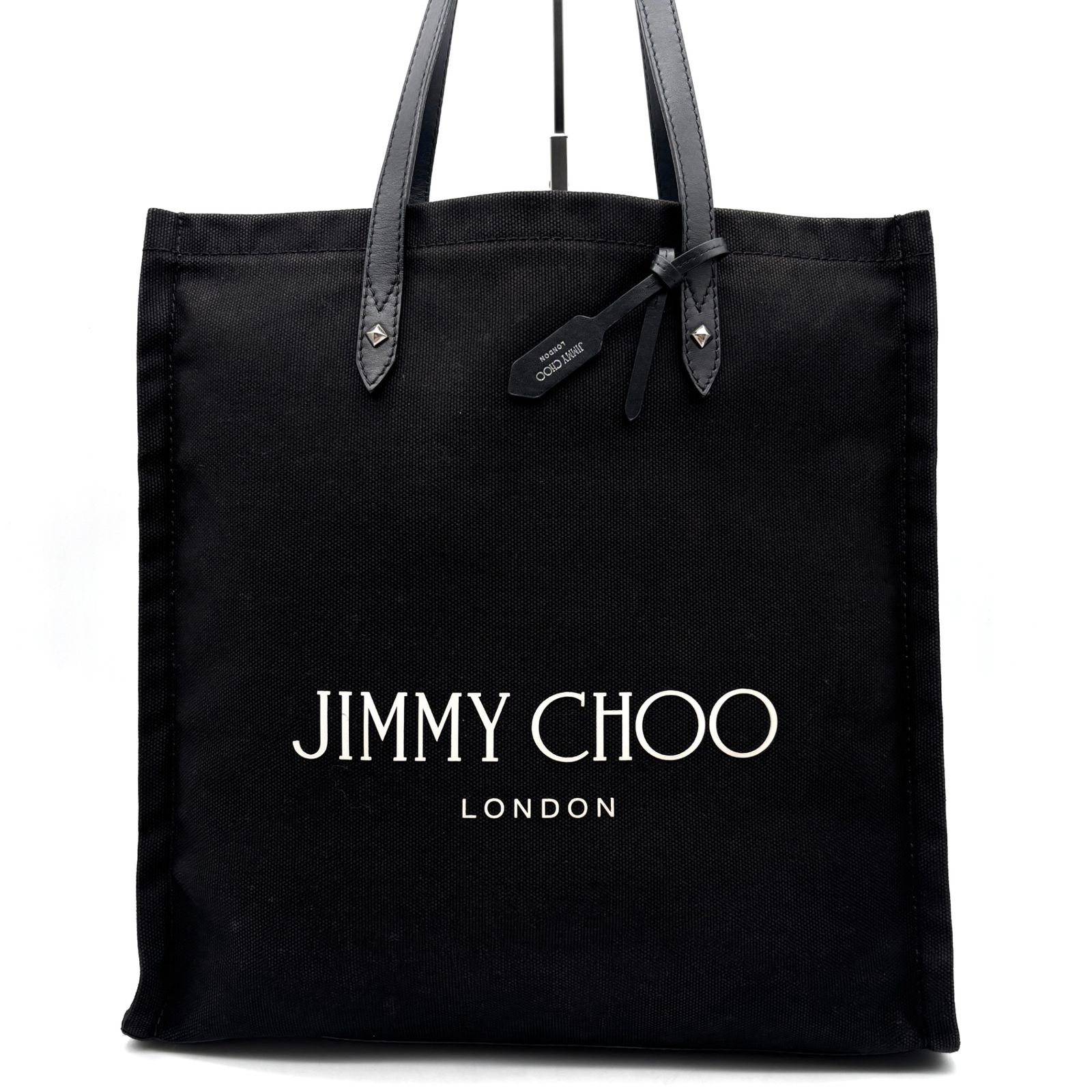 ジミーチュウ トートバッグ ロゴ キャンバス 肩掛け A4収納 男女兼用 美品 ジミーチュウ JIMMY CHOO ロゴ トートバッグ ハンドバッグ 肩掛け