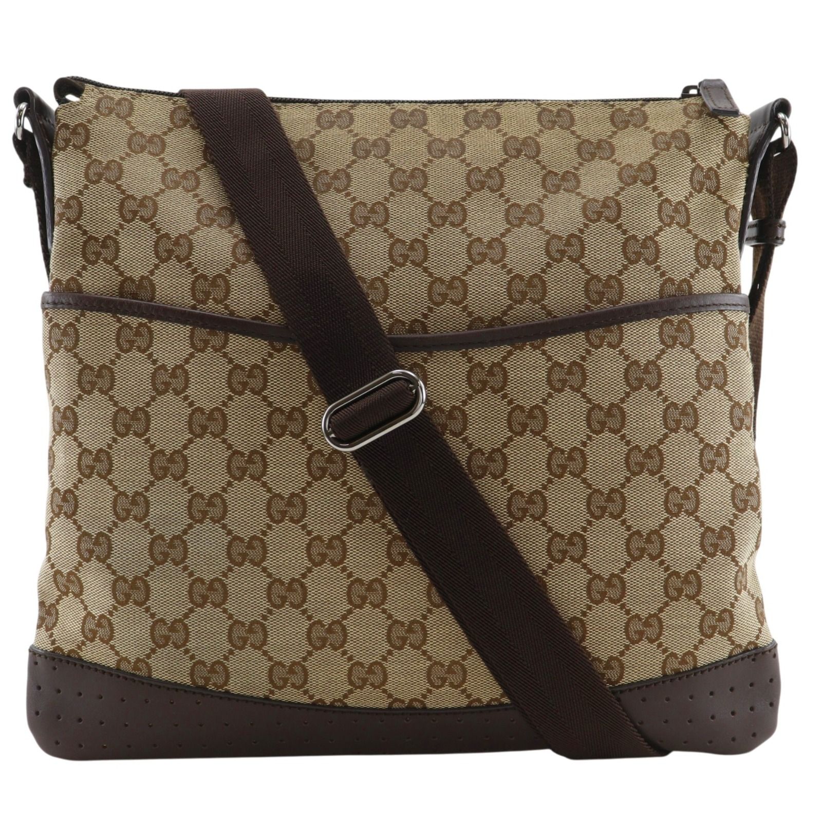 【GUCCI】グッチ 145857 GGキャンバス 茶 ユニセックス ショルダーバッグ