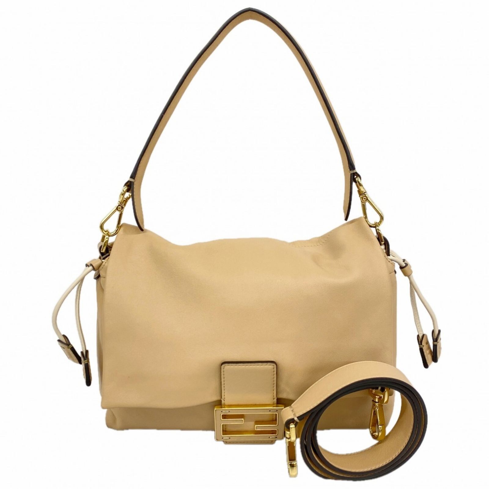 フェンディ(Fendi) フェンディ ショルダーバッグ レザー ベージュ レディース
